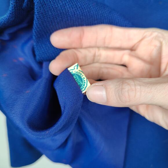 Vintage Hockanum Petit-Point Jacket Womens 6 Royal Blue Mink Collar Jack Bloom - Picture 7 of 10